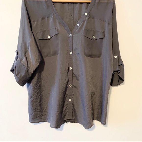 The Limited Gray Blouse Shirt Top - Picture 2 of 4